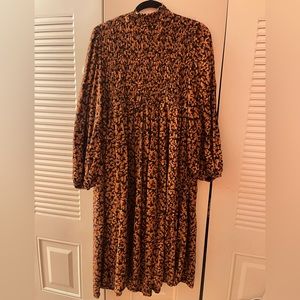 A New Day Brown and black flower print long dress. Plus size